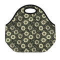 Dark Sunflower Pattern Print Neoprene Lunch Bag