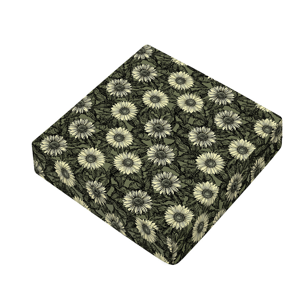 Dark Sunflower Pattern Print Outdoor Seat Cushion Cover