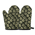 Dark Sunflower Pattern Print Oven Mitts