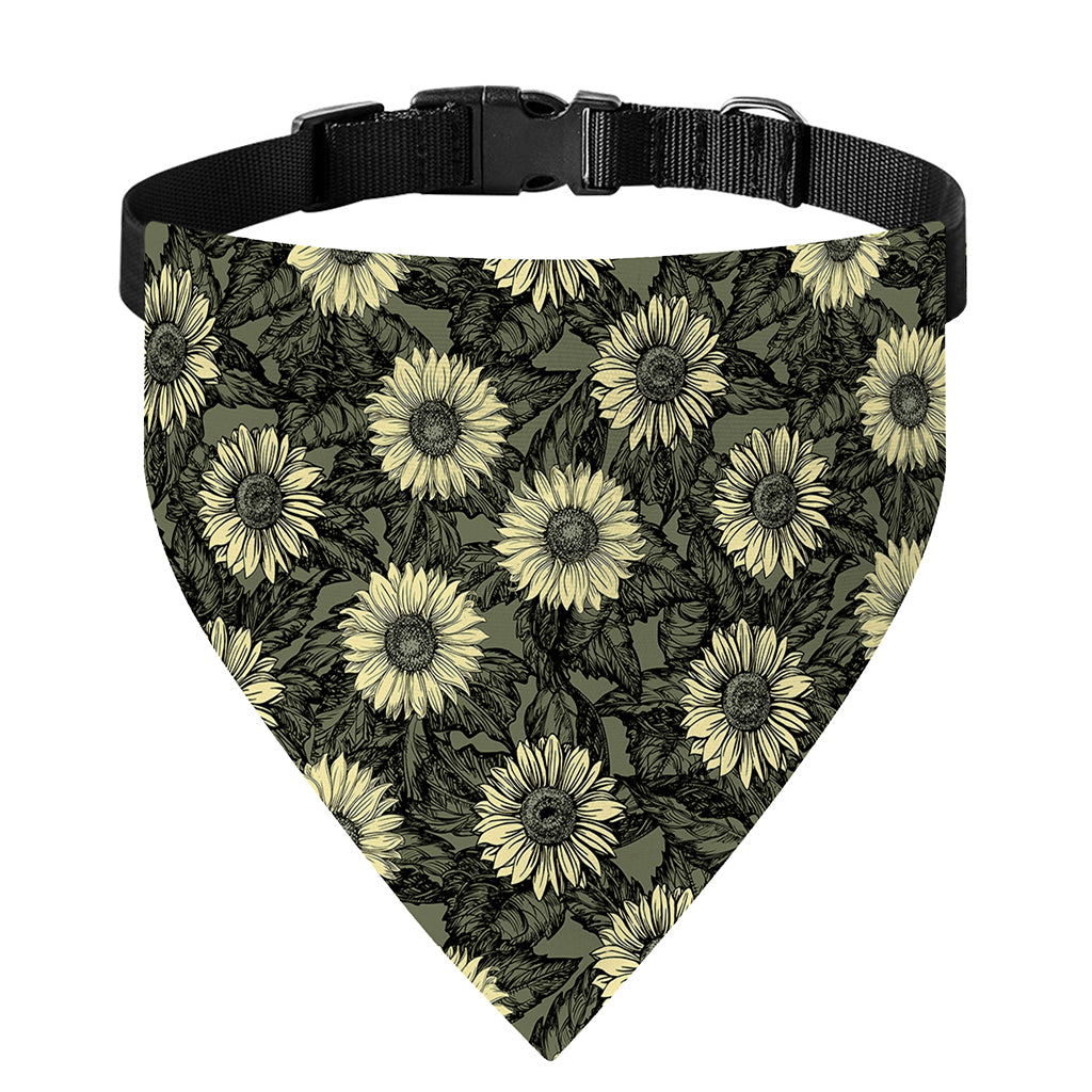 Dark Sunflower Pattern Print Over The Collar Dog Bandana
