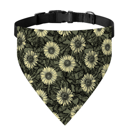 Dark Sunflower Pattern Print Over The Collar Dog Bandana