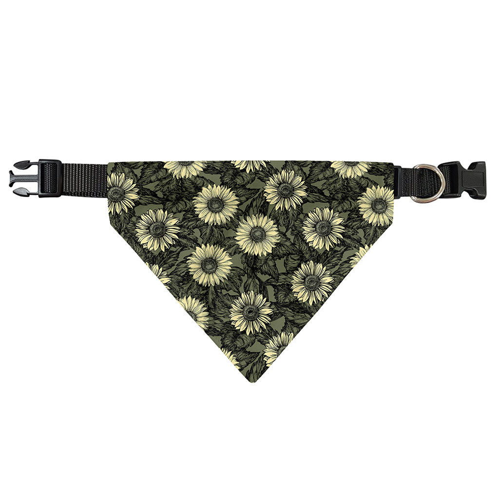 Dark Sunflower Pattern Print Over The Collar Dog Bandana
