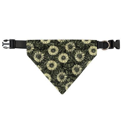 Dark Sunflower Pattern Print Over The Collar Dog Bandana