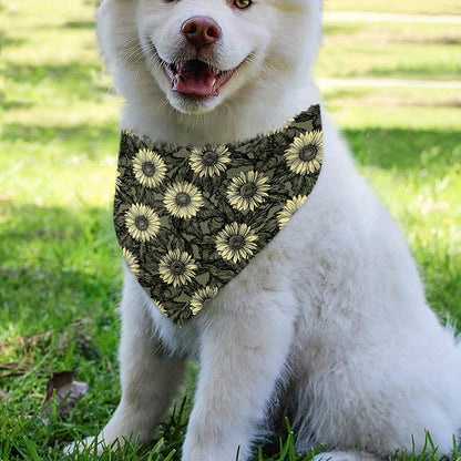 Dark Sunflower Pattern Print Over The Collar Dog Bandana