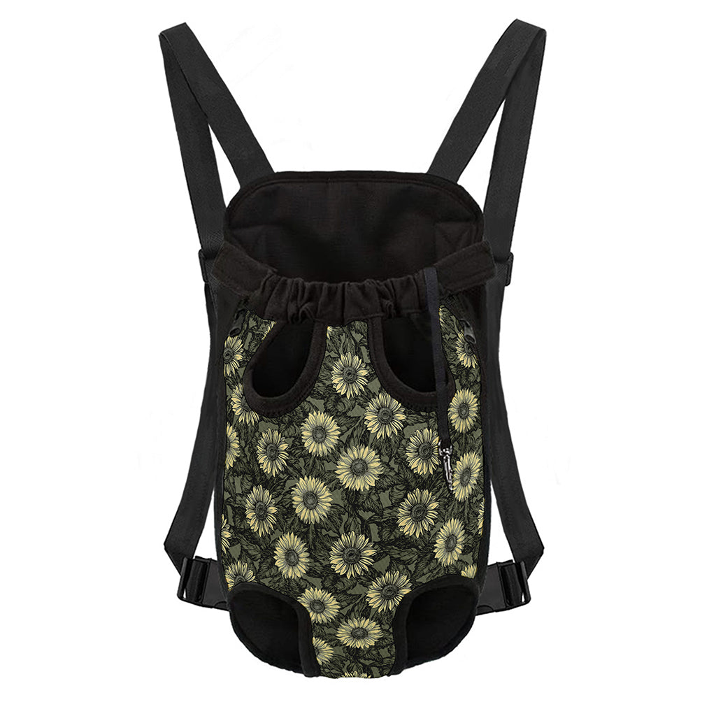 Dark Sunflower Pattern Print Pet Carrier Backpack