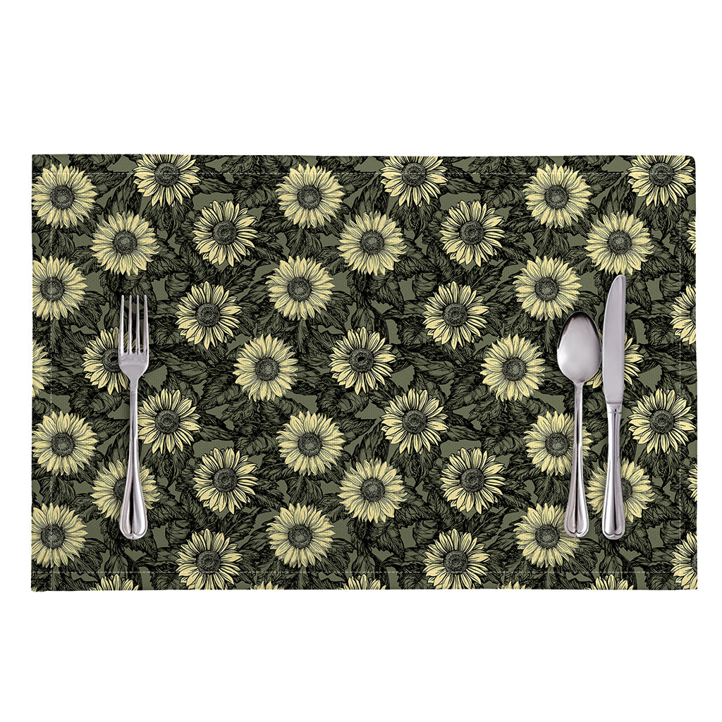 Dark Sunflower Pattern Print Placemat