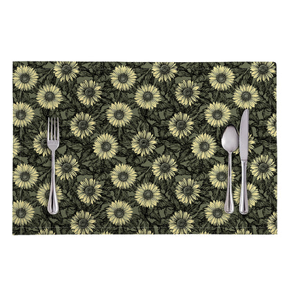Dark Sunflower Pattern Print Placemat