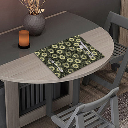 Dark Sunflower Pattern Print Placemat