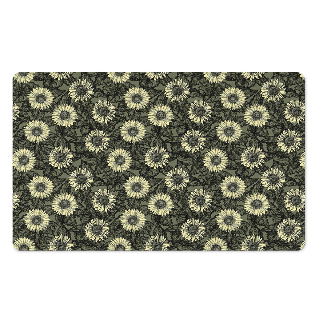 Dark Sunflower Pattern Print Polyester Doormat