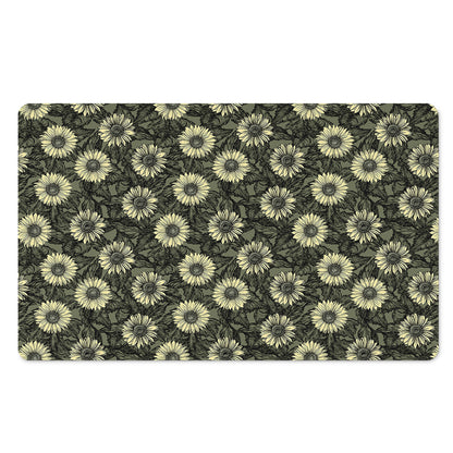 Dark Sunflower Pattern Print Polyester Doormat