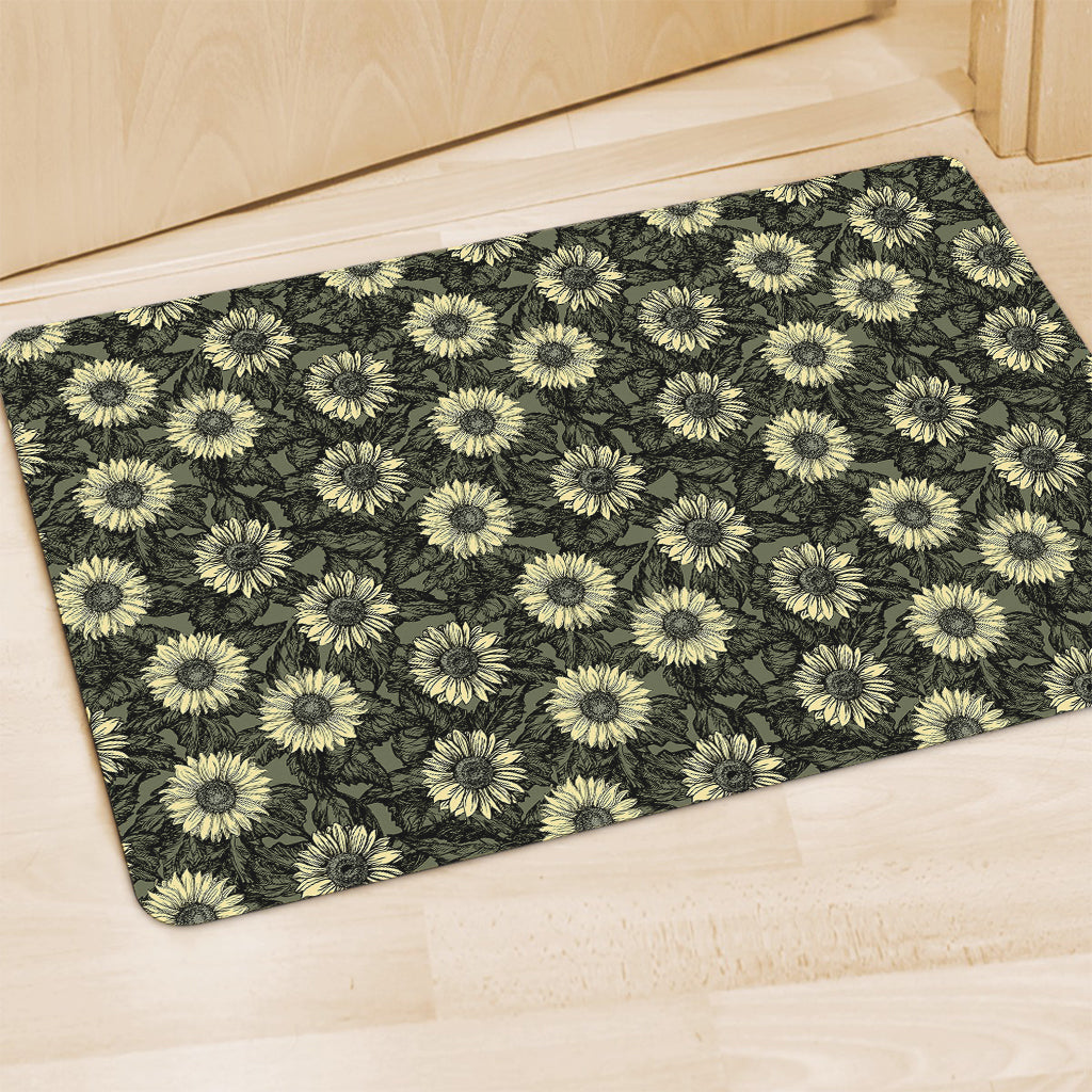 Dark Sunflower Pattern Print Polyester Doormat