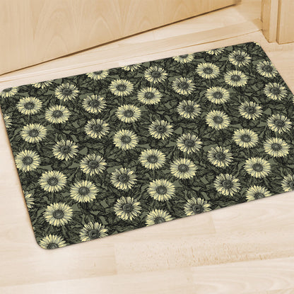 Dark Sunflower Pattern Print Polyester Doormat