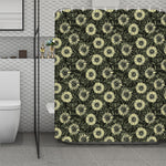 Dark Sunflower Pattern Print Polyester Shower Curtain