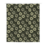 Dark Sunflower Pattern Print Polyester Shower Curtain