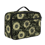 Dark Sunflower Pattern Print Portable Lunch Bag