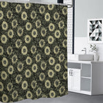 Dark Sunflower Pattern Print Premium Shower Curtain