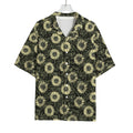 Dark Sunflower Pattern Print Rayon Hawaiian Shirt