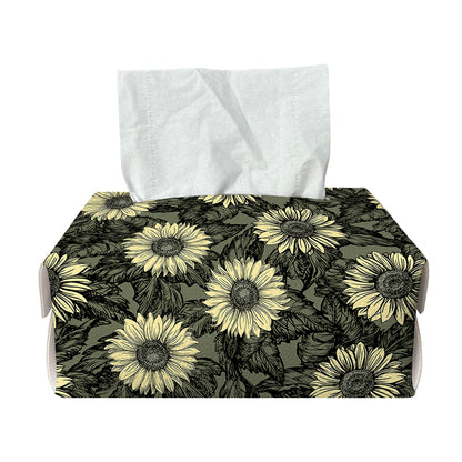 Dark Sunflower Pattern Print Rectangle Tissue Box Cover