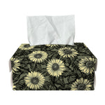 Dark Sunflower Pattern Print Rectangle Tissue Box Cover