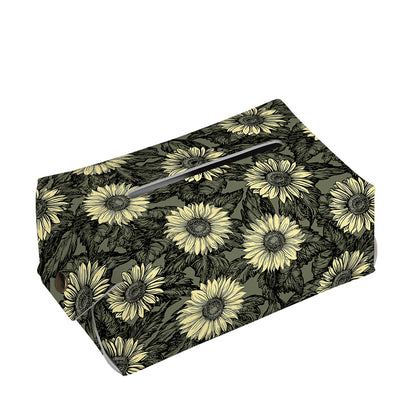 Dark Sunflower Pattern Print Rectangle Tissue Box Cover