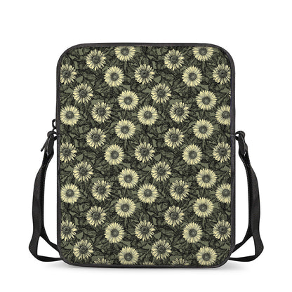 Dark Sunflower Pattern Print Rectangular Crossbody Bag