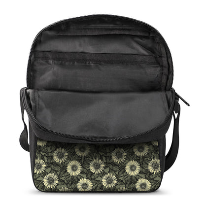 Dark Sunflower Pattern Print Rectangular Crossbody Bag