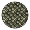 Dark Sunflower Pattern Print Round Floor Mat