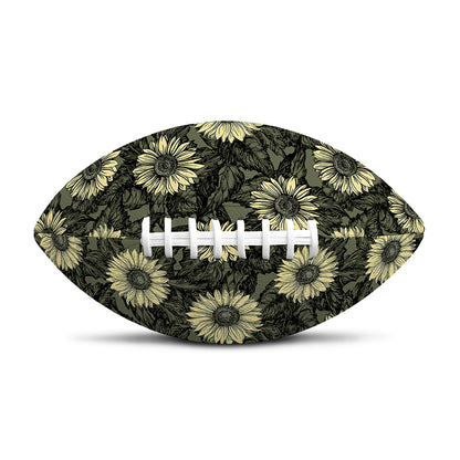 Dark Sunflower Pattern Print Rugby Ball