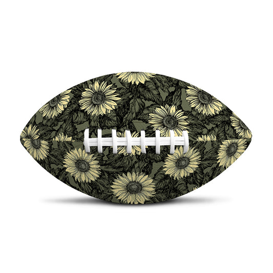 Dark Sunflower Pattern Print Rugby Ball