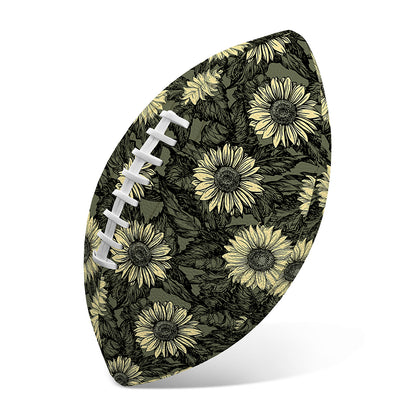 Dark Sunflower Pattern Print Rugby Ball