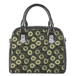 Dark Sunflower Pattern Print Shoulder Handbag
