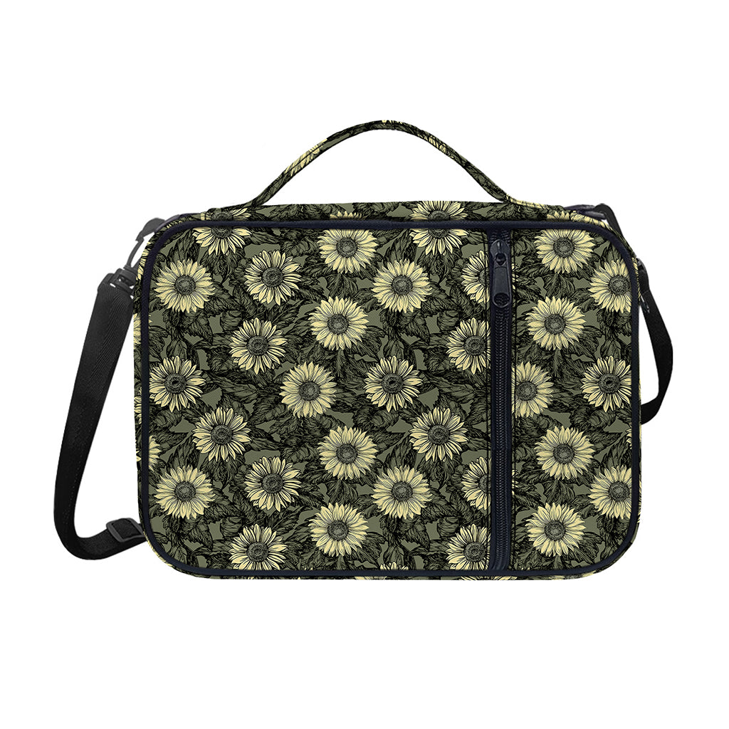 Dark Sunflower Pattern Print Shoulder Strap Bible Bag