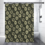 Dark Sunflower Pattern Print Shower Curtain