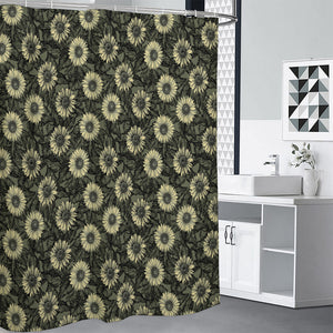 Dark Sunflower Pattern Print Shower Curtain