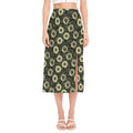 Dark Sunflower Pattern Print Side Slit Midi Skirt