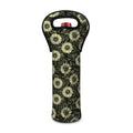 Dark Sunflower Pattern Print Single Neoprene Wine Tote