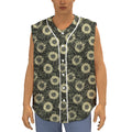Dark Sunflower Pattern Print Sleeveless Baseball Jersey