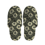 Dark Sunflower Pattern Print Slippers