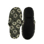 Dark Sunflower Pattern Print Slippers