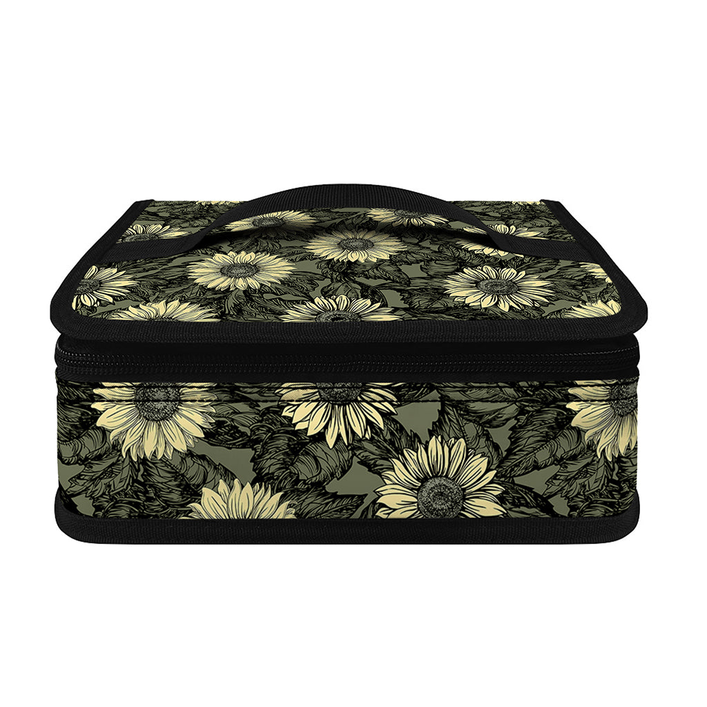 Dark Sunflower Pattern Print Small Lunch Bag
