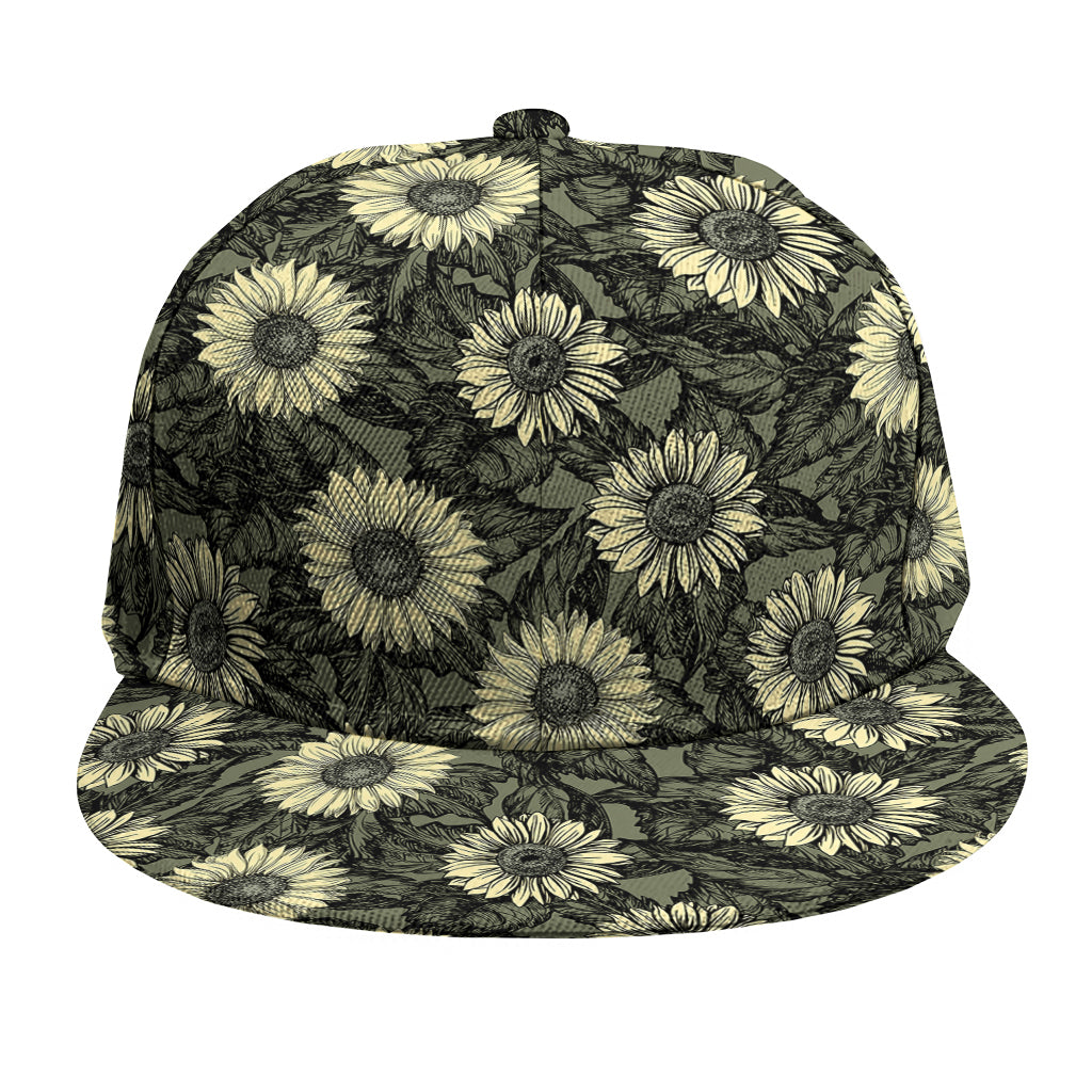 Dark Sunflower Pattern Print Snapback Cap