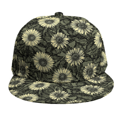 Dark Sunflower Pattern Print Snapback Cap