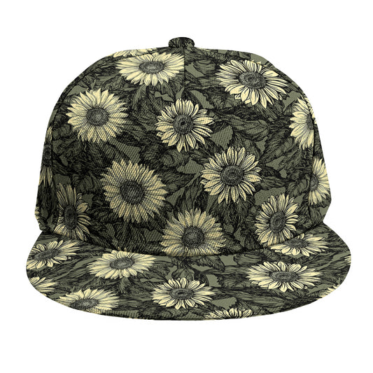 Dark Sunflower Pattern Print Snapback Cap