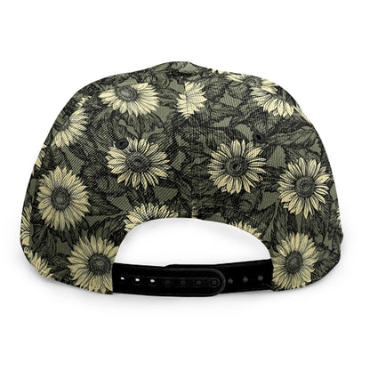 Dark Sunflower Pattern Print Snapback Cap