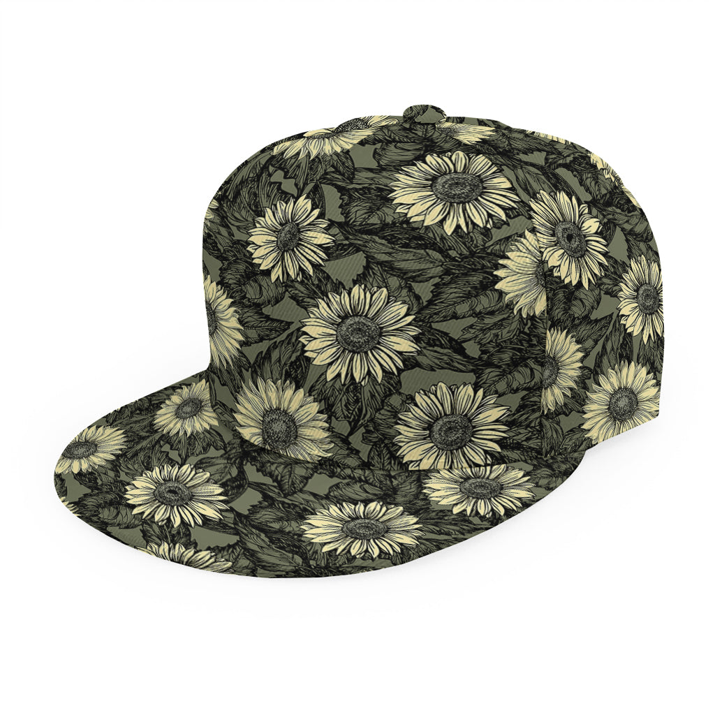 Dark Sunflower Pattern Print Snapback Cap