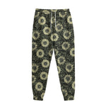 Dark Sunflower Pattern Print Sweatpants