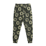 Dark Sunflower Pattern Print Sweatpants