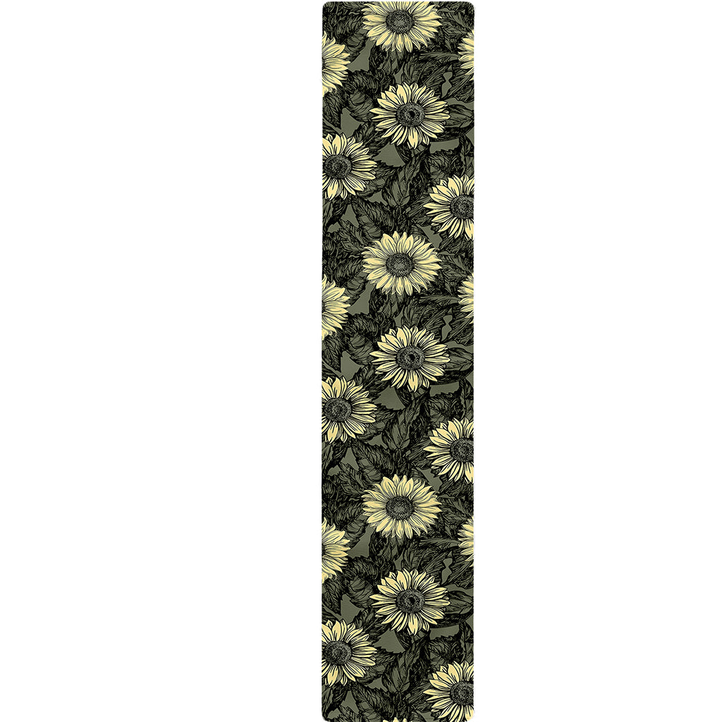 Dark Sunflower Pattern Print Table Runner