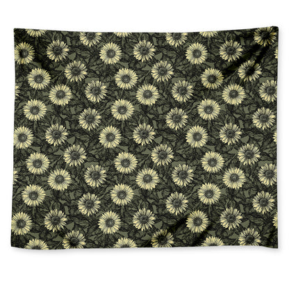 Dark Sunflower Pattern Print Tapestry