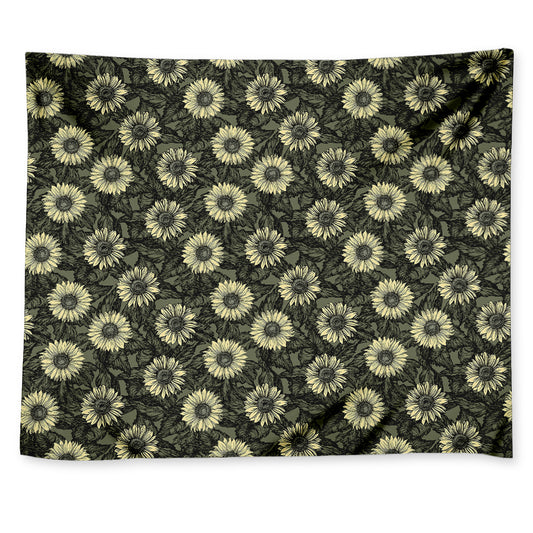 Dark Sunflower Pattern Print Tapestry